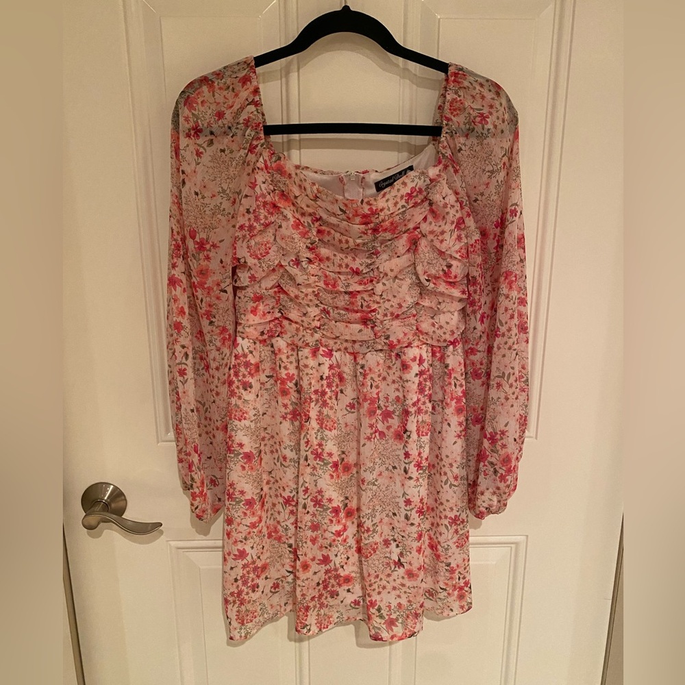 Crystal Doll Floral Chiffon Dress with Ruffle